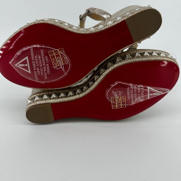 Louboutin Cork Studded Pyradiams 110 Platform Wedge - Size 39 - Picture 7 of 7
